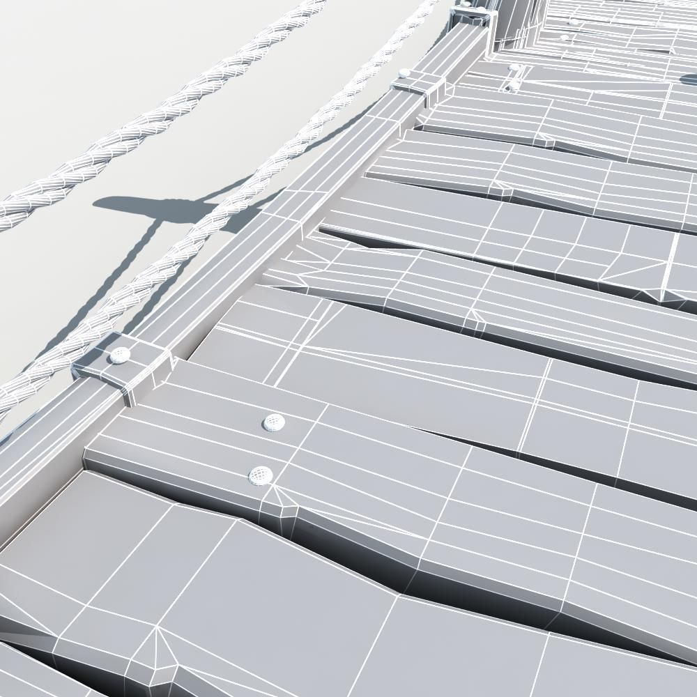 Old Wooden Bridge 04 3D model_3