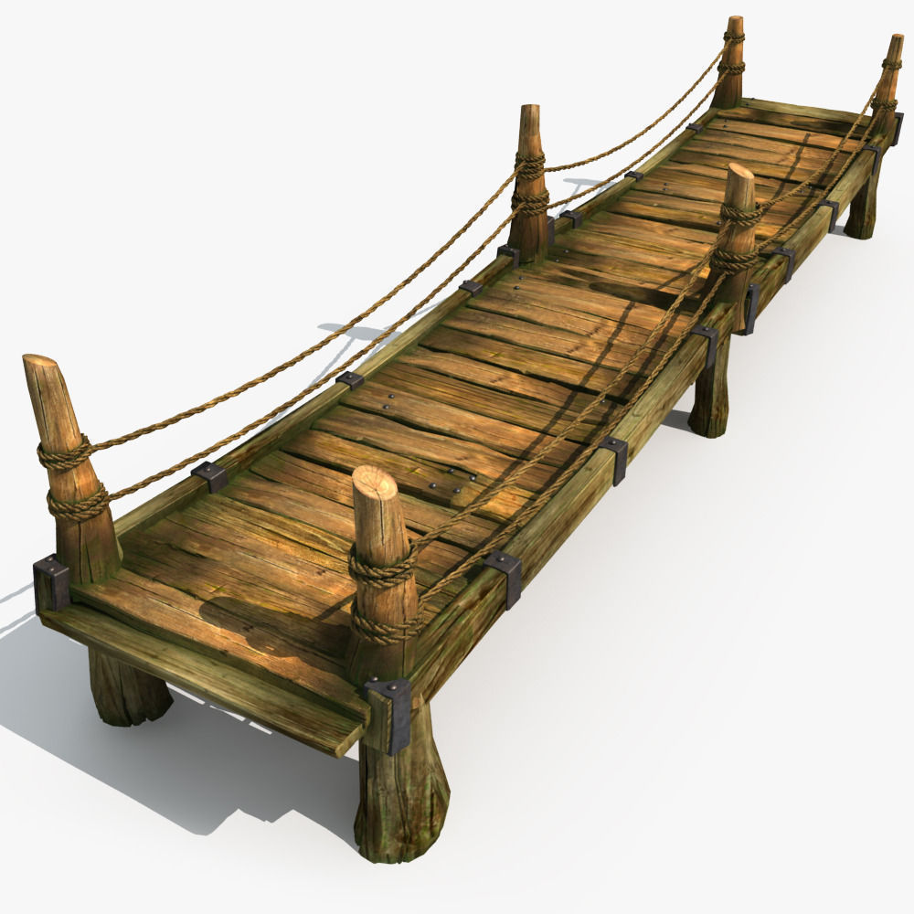 Old Wooden Bridge 04 3D model_10