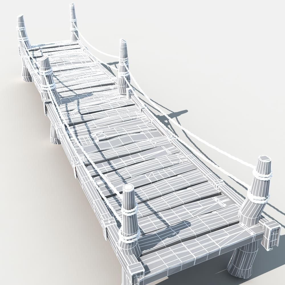 Old Wooden Bridge 04 3D model_6
