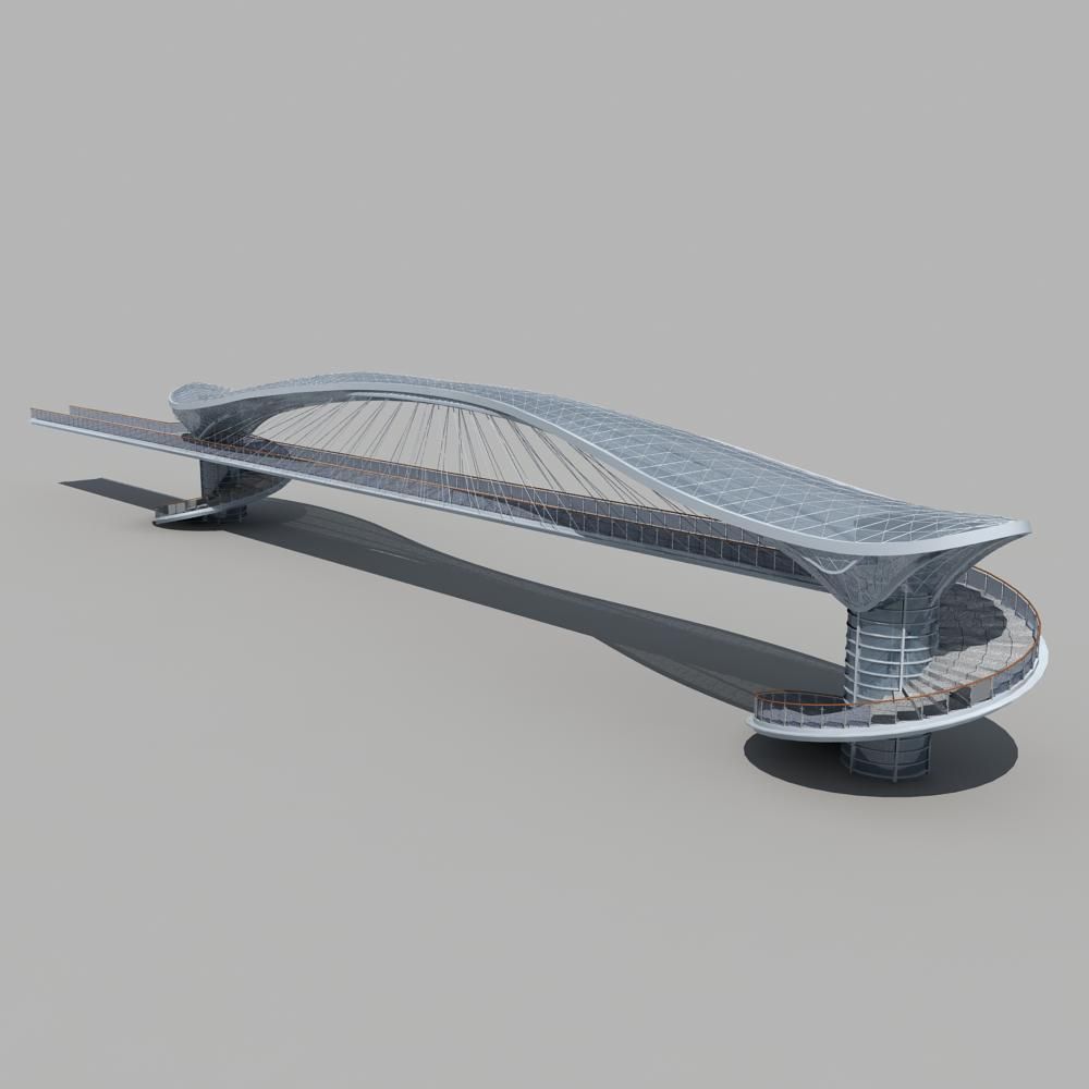 Pedestrian Bridge 3D model_1