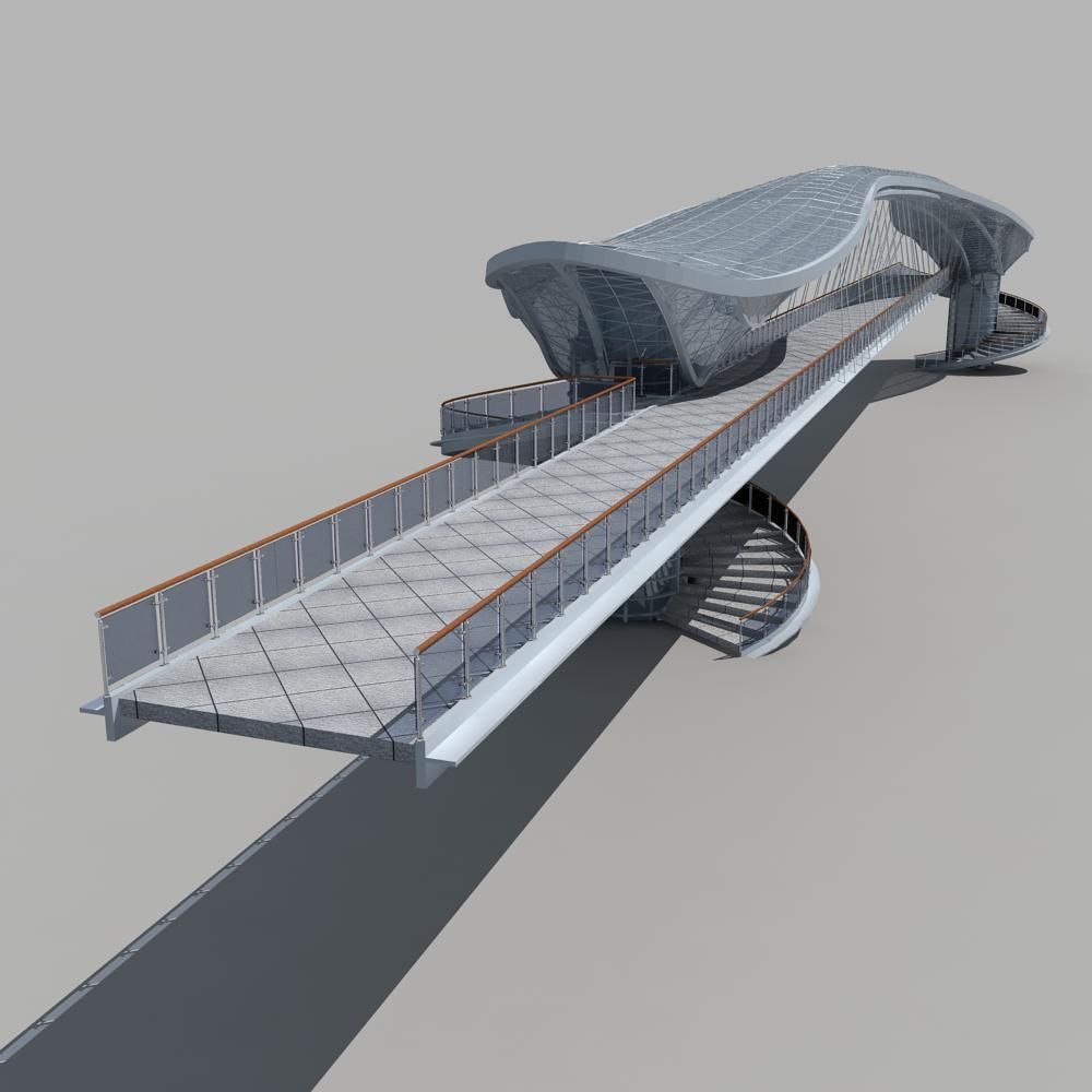 Pedestrian Bridge 3D model_11