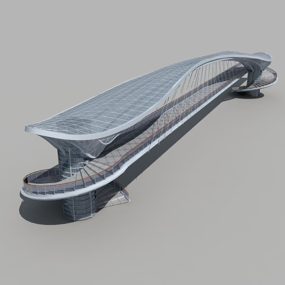 Pedestrian Bridge 3D model_3