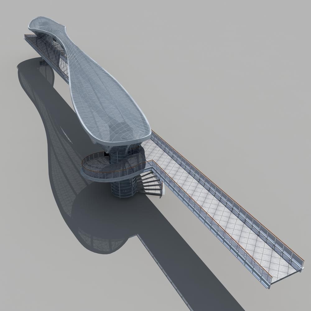 Pedestrian Bridge 3D model_2