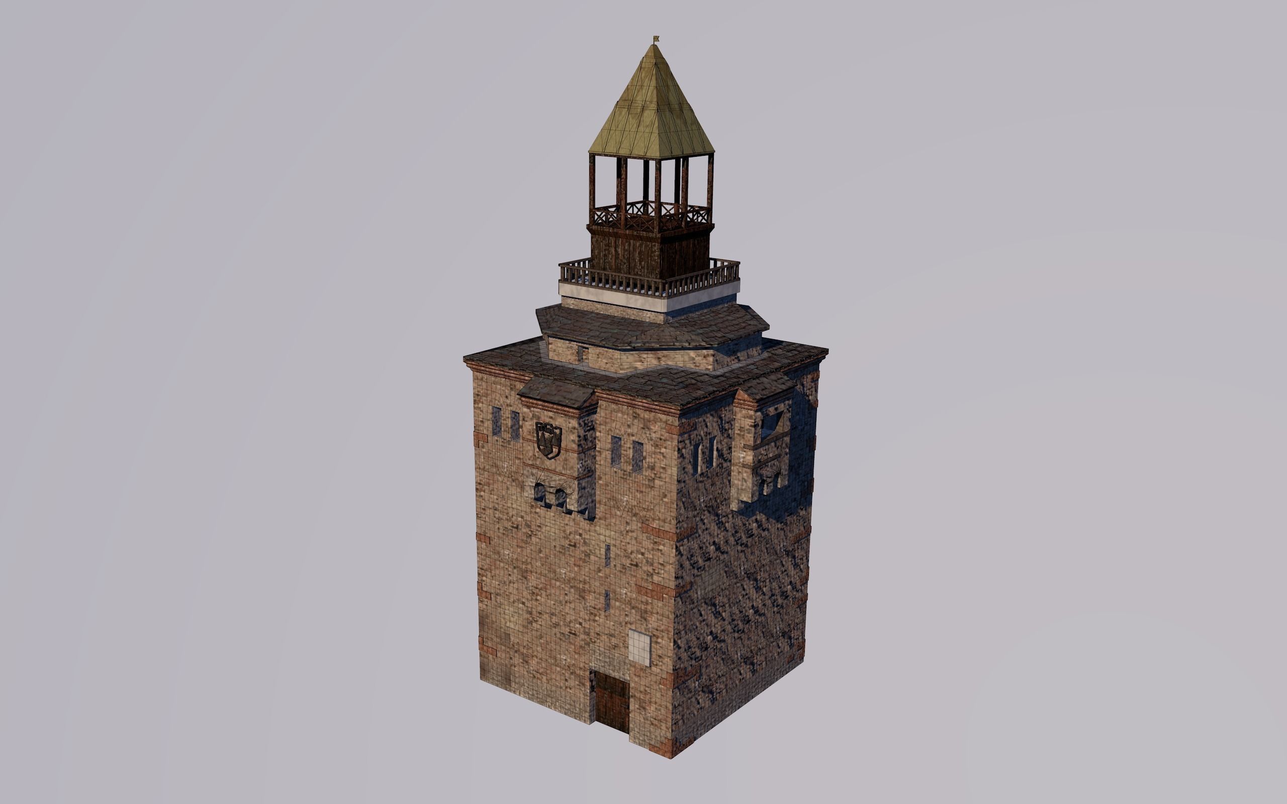 Medieval tower Low-poly 3D model_1
