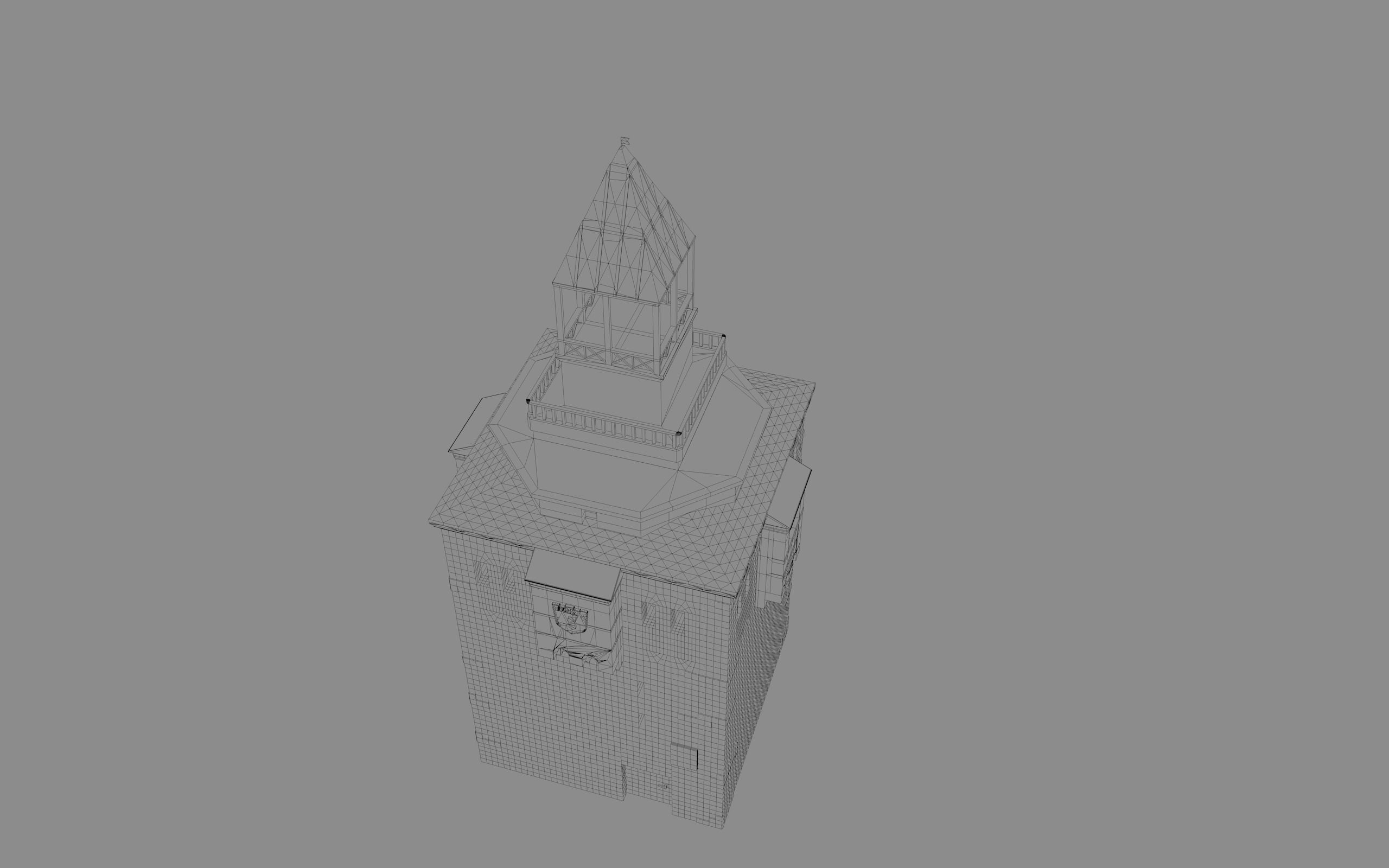 Medieval tower Low-poly 3D model_2