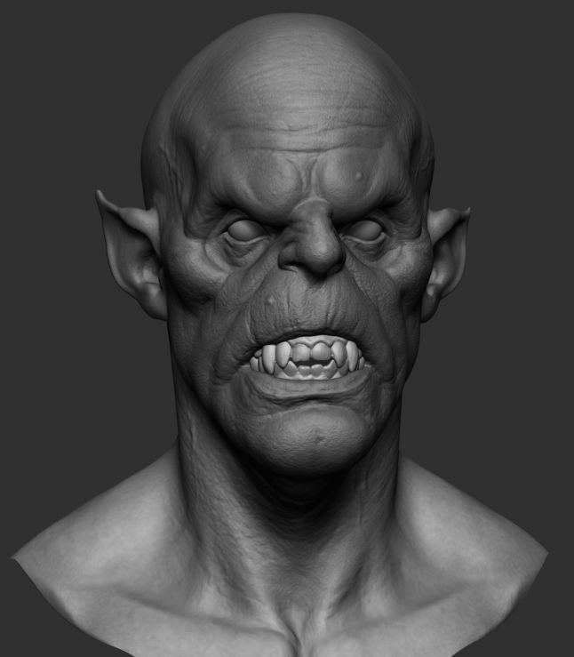 Vampire demon head with teeth 3D model_4