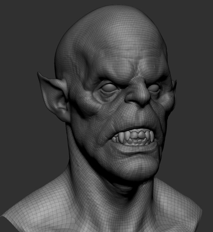 Vampire demon head with teeth 3D model_5