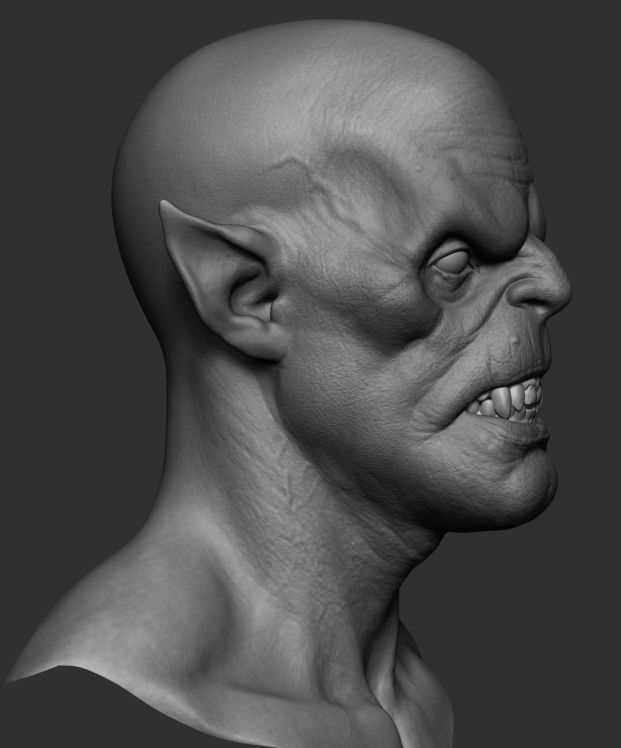 Vampire demon head with teeth 3D model_1