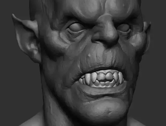 Vampire demon head with teeth