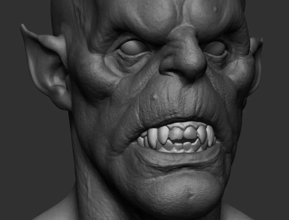 Vampire demon head with teeth 3D model_0