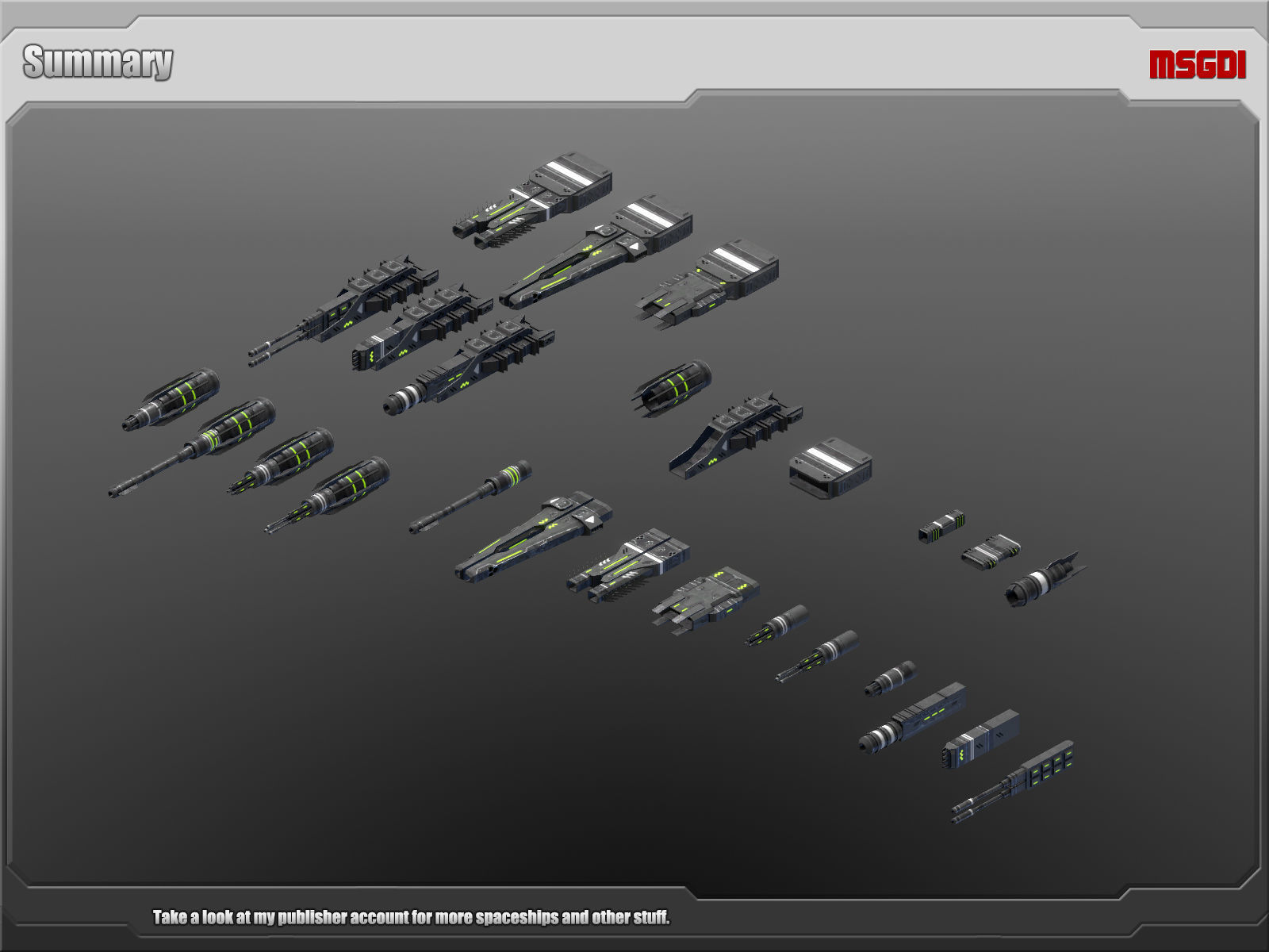 Spaceship Enkar Republic Modular Fighter Weapons Low-poly 3D model_6