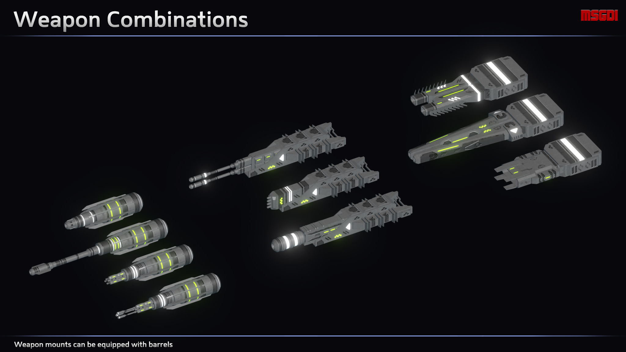 Spaceship Enkar Republic Modular Fighter Weapons Low-poly 3D model_4