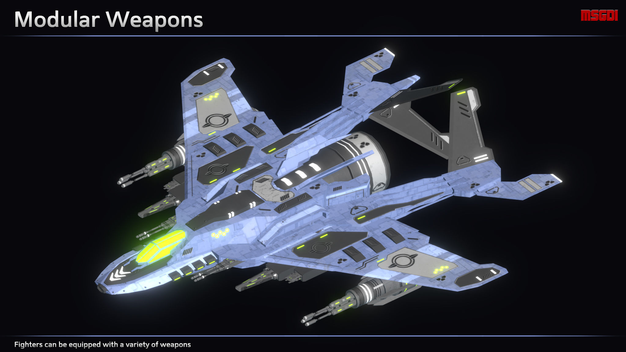 Spaceship Enkar Republic Modular Fighter Weapons Low-poly 3D model_5