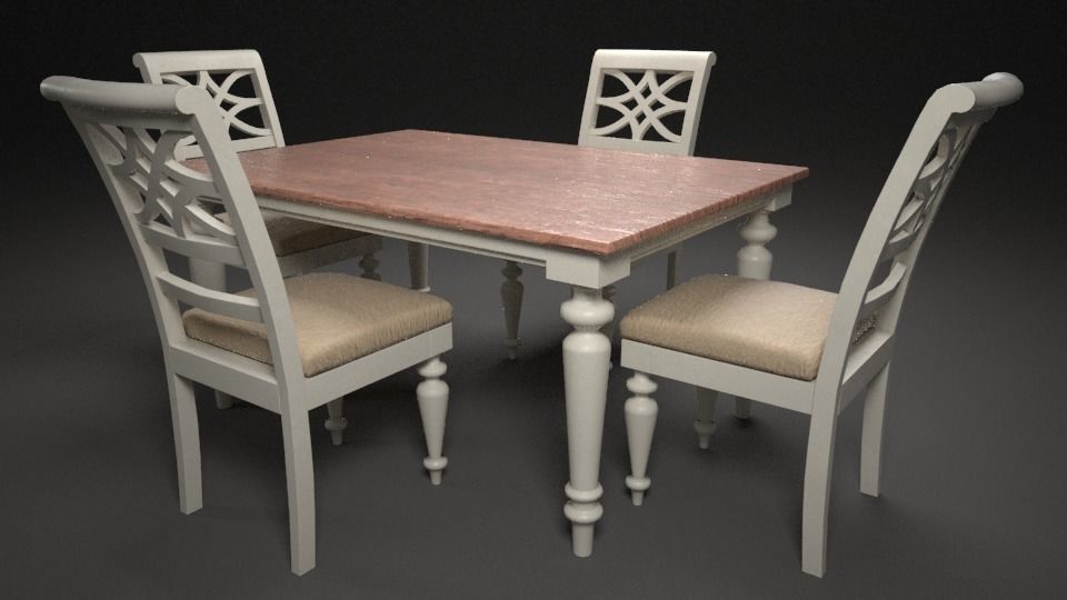Dining Table Low-poly 3D model_1