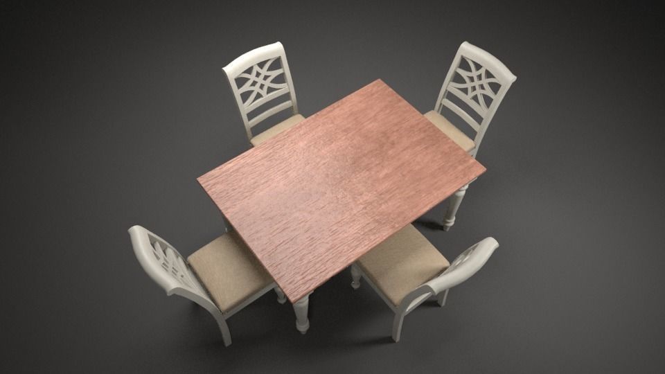 Dining Table Low-poly 3D model_4