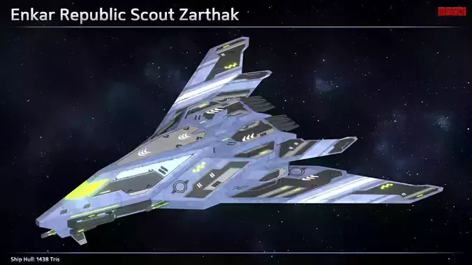 Spaceship Enkar Republic Scout Zarthak Low-poly 3D model