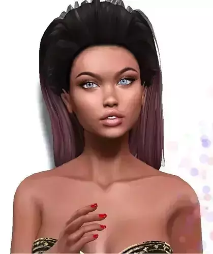 Female hair style rigged 3D model