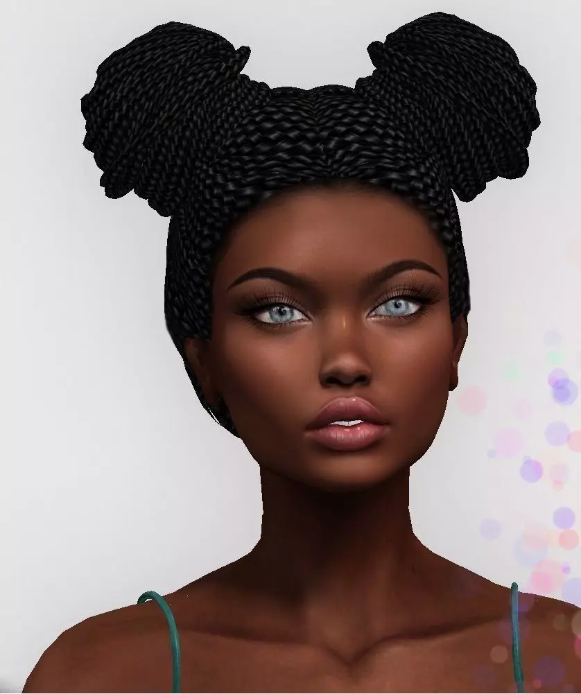 Female hair style rigged 3D model Low-poly 3D model_0