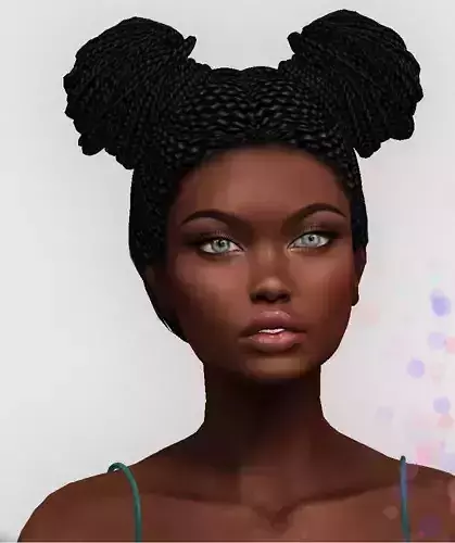 Female hair style rigged 3D model Low-poly 3D model