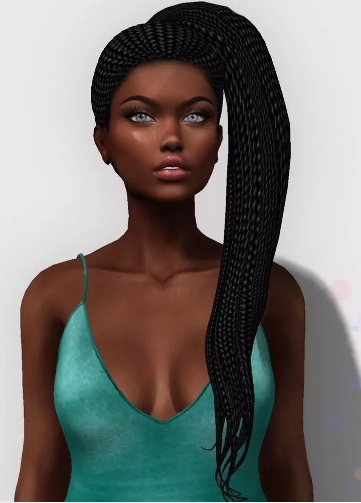 Female hair style rigged 3D model Low-poly 3D model_0