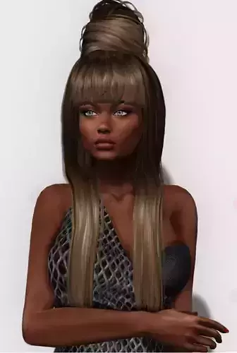 Female hair style rigged 3D model