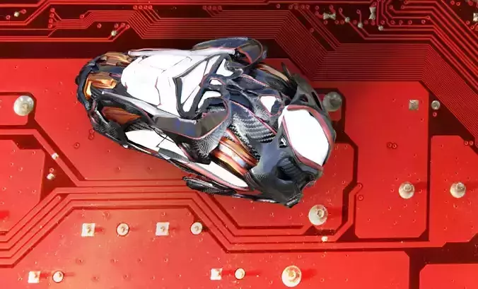 Spaceship space helmet in middle of galaxy Low-poly 3D model