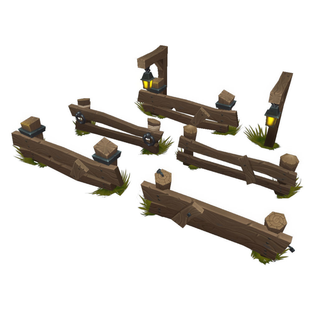 Barrel n Fence Set - Low Poly Hand Painted Low-poly 3D model_2