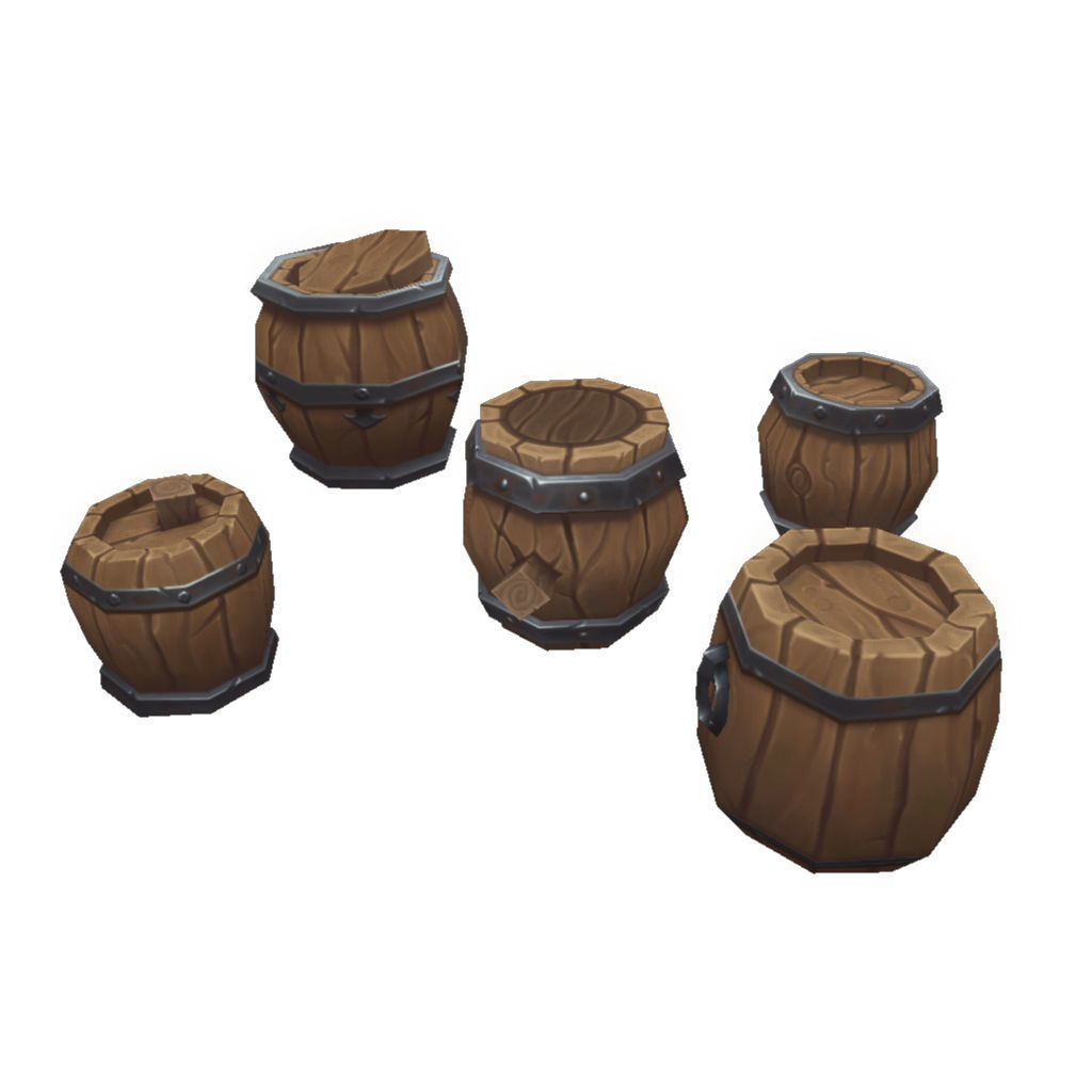 Barrel n Fence Set - Low Poly Hand Painted Low-poly 3D model_4