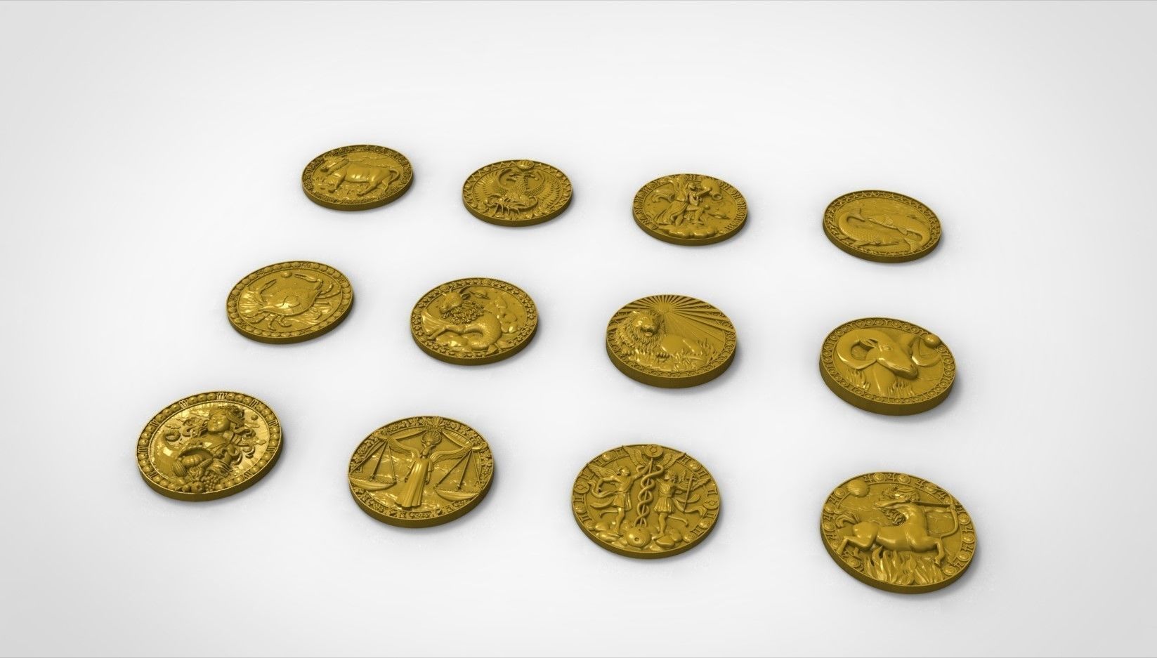 3D model of the twelve symbols of the zodiac 3D print model_1