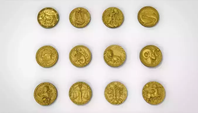 3D model of the twelve symbols of the zodiac 3D print model