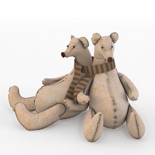 Toy bears textile bears family 3D model