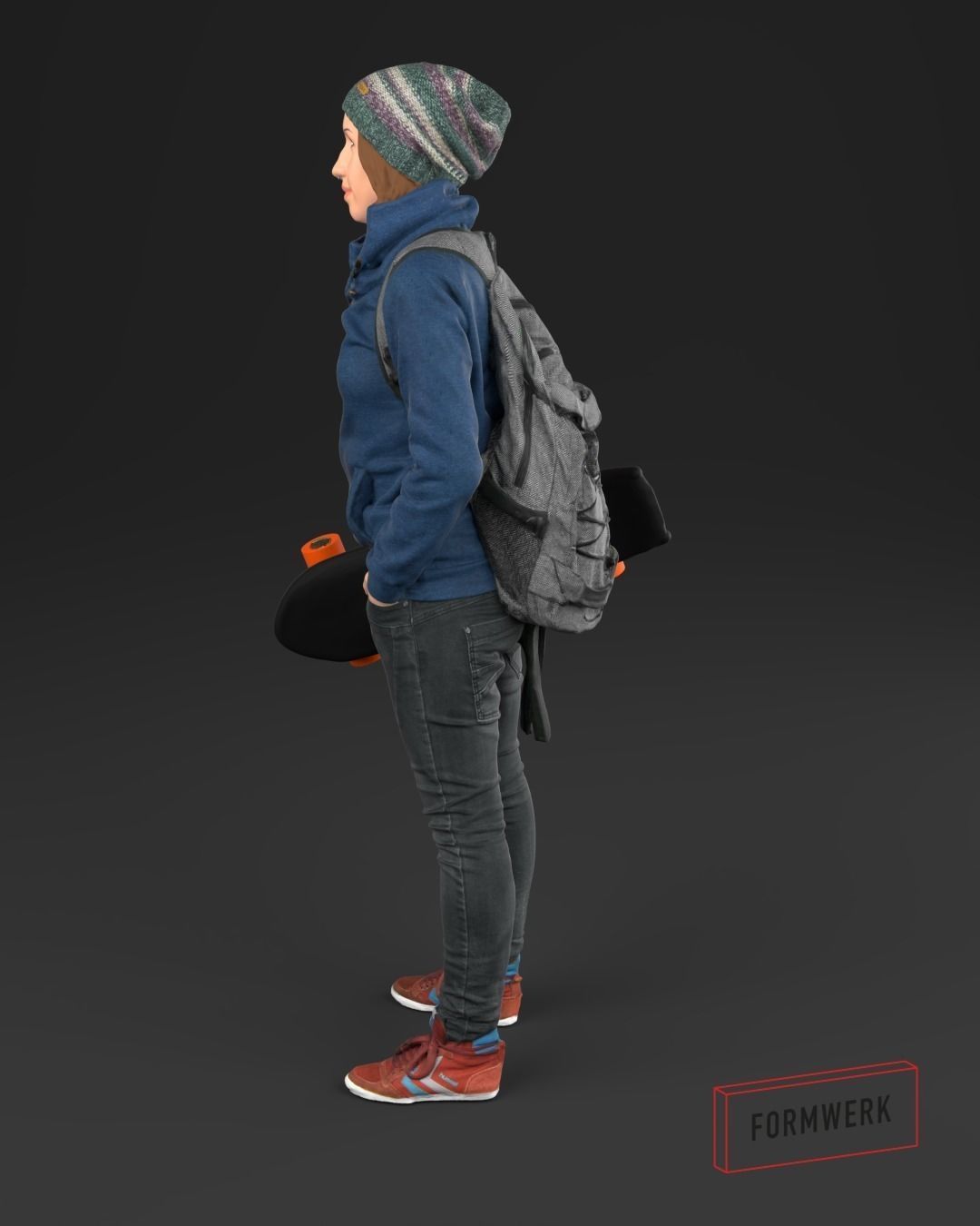 Girl 01 Skater - 3D Scan printable 3D print model_2