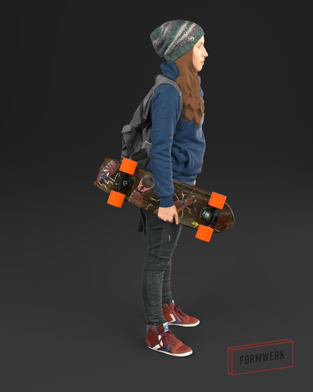 Girl 01 Skater - 3D Scan printable 3D print model_6