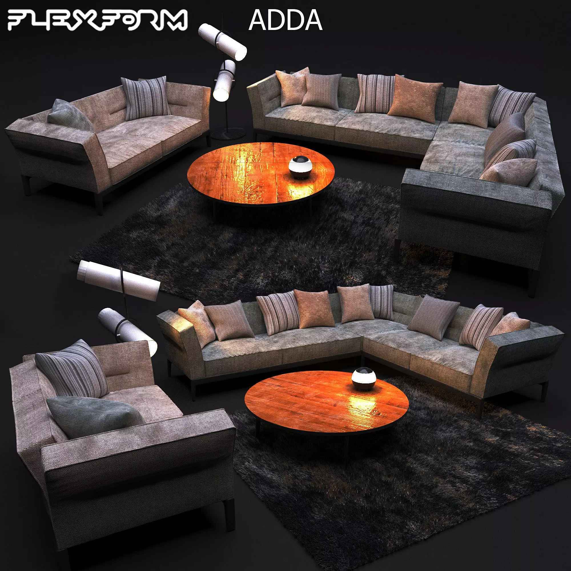 Sofa in modern style  FLEXFORM ADDA 3D model_0