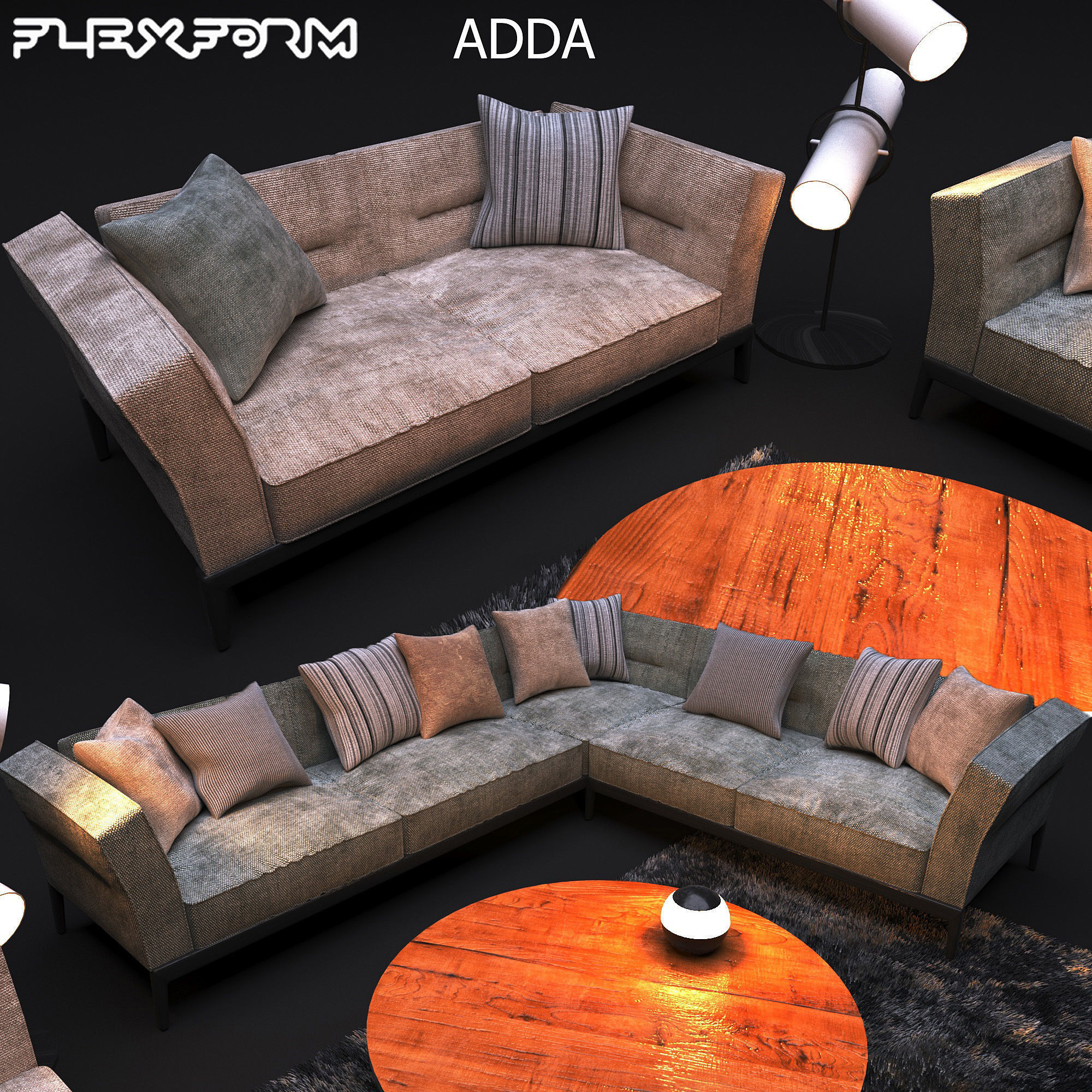 Sofa in modern style  FLEXFORM ADDA 3D model_1