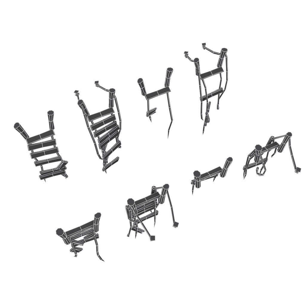 Rope Bridge Set - Low Poly Hand Painted Low-poly 3D model_10