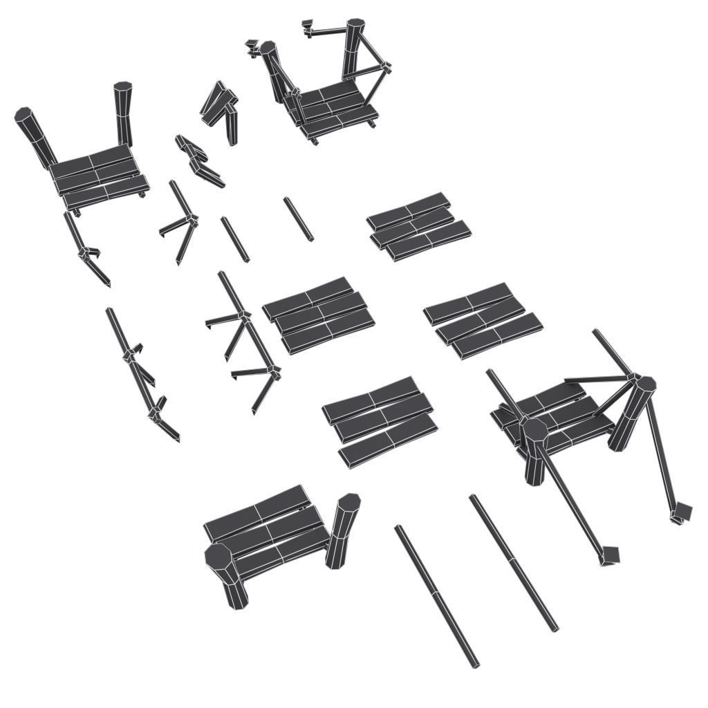 Rope Bridge Set - Low Poly Hand Painted Low-poly 3D model_8