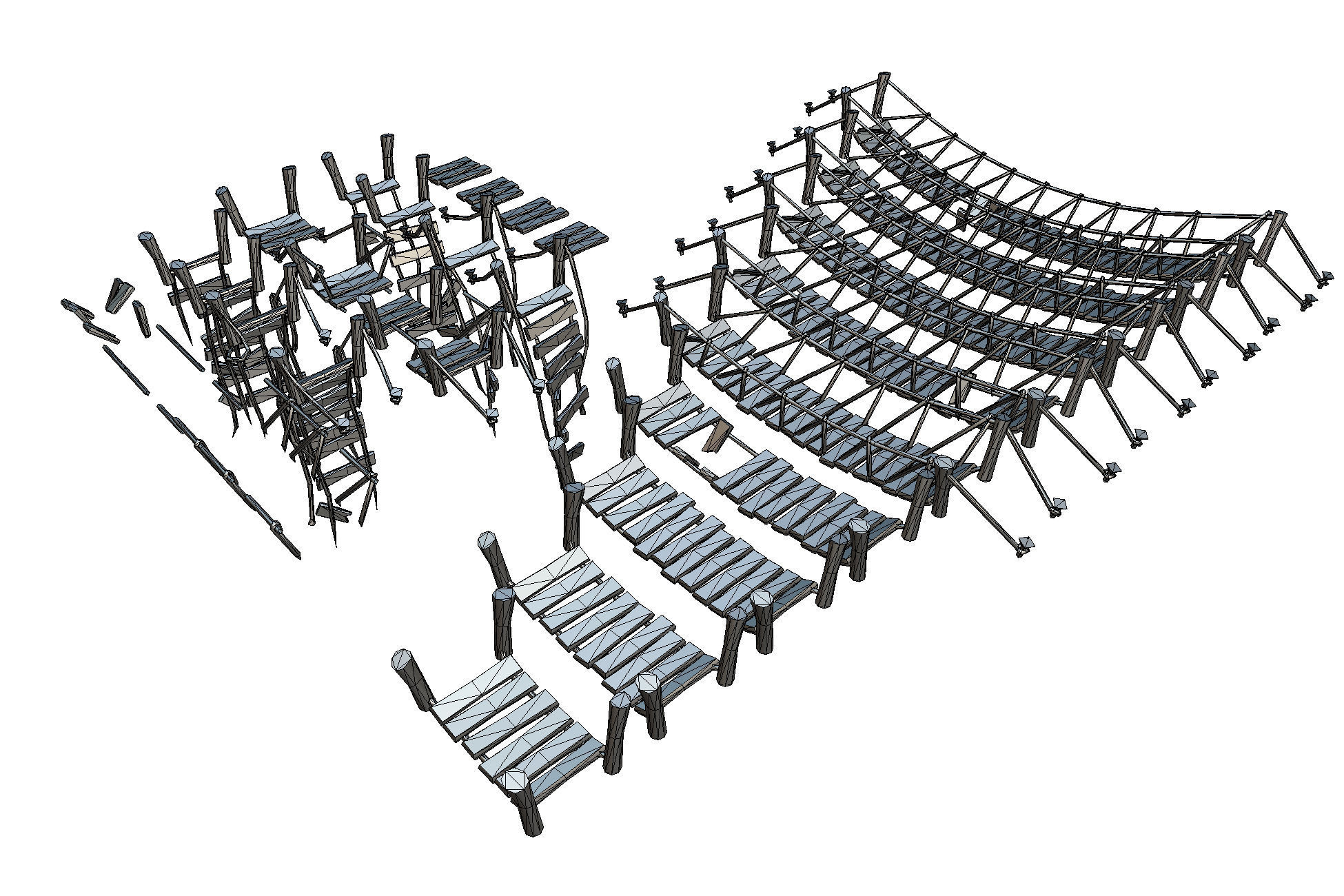 Rope Bridge Set - Low Poly Hand Painted Low-poly 3D model_3