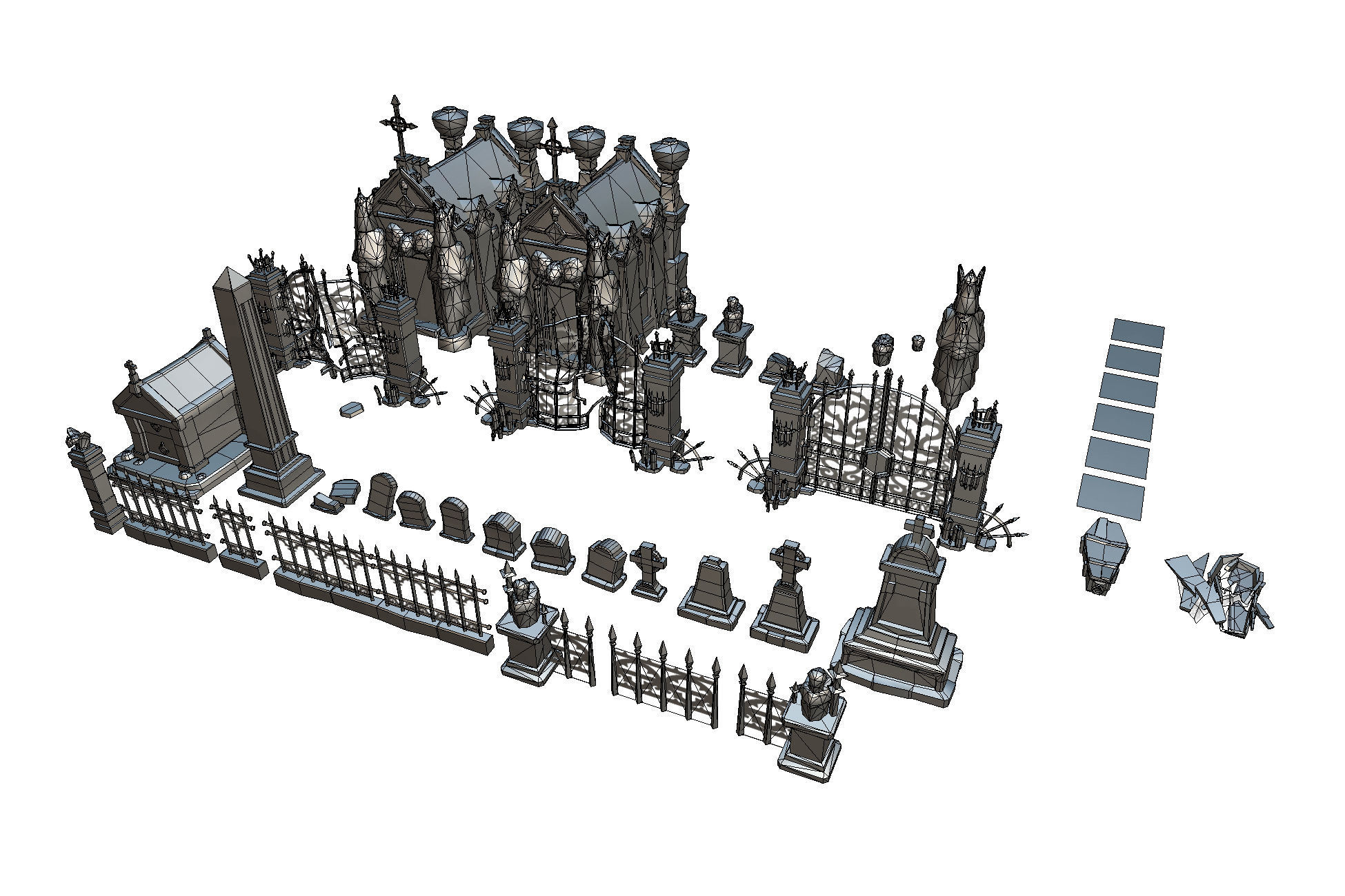 Cemetery Starter Set - Low Poly Hand Painted Low-poly 3D model_5