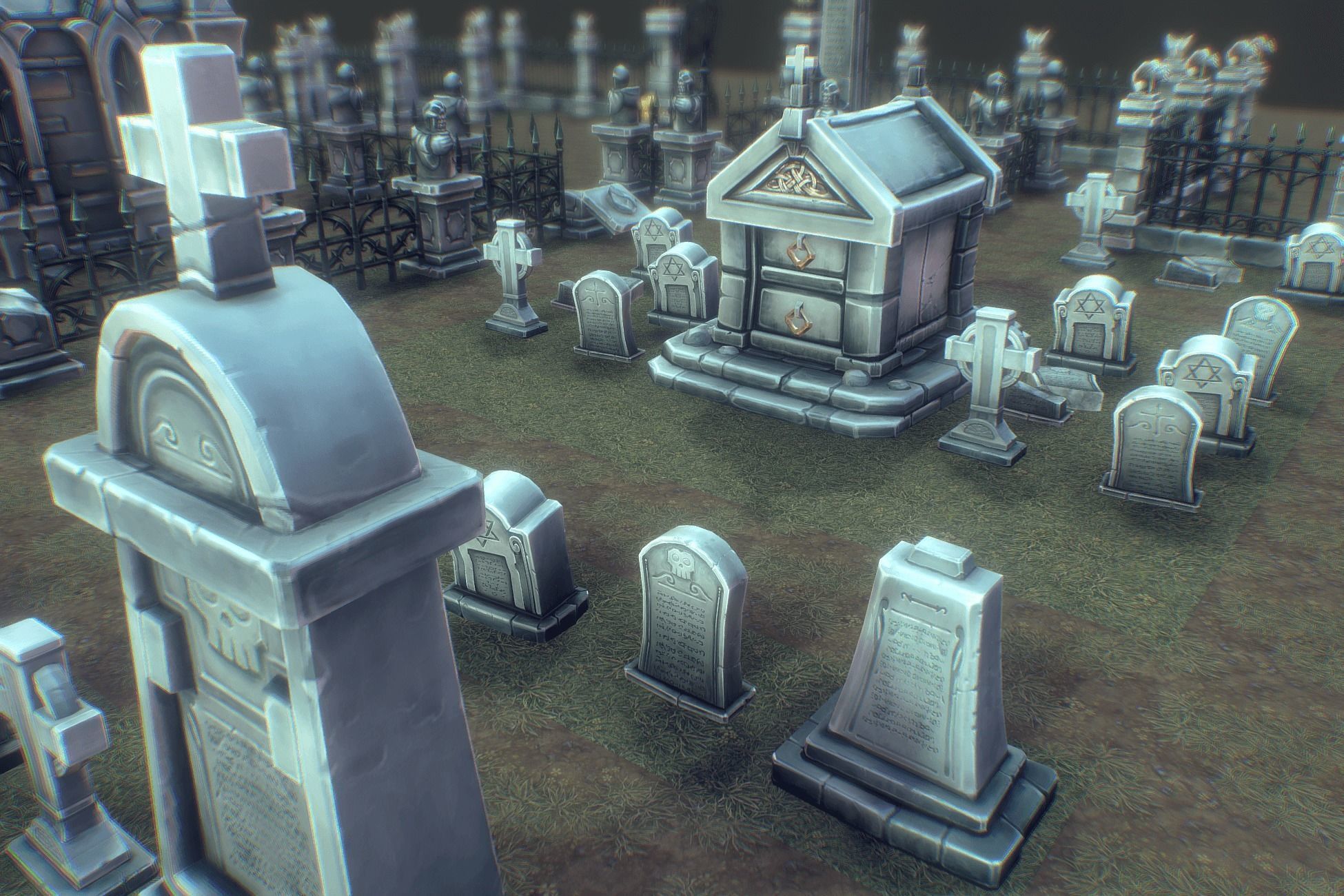 Cemetery Starter Set - Low Poly Hand Painted Low-poly 3D model_3