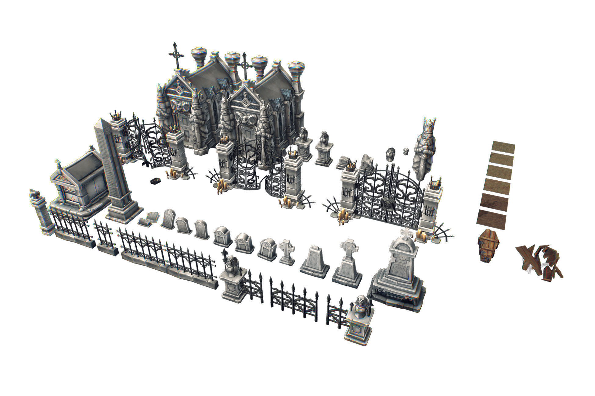 Cemetery Starter Set - Low Poly Hand Painted Low-poly 3D model_4