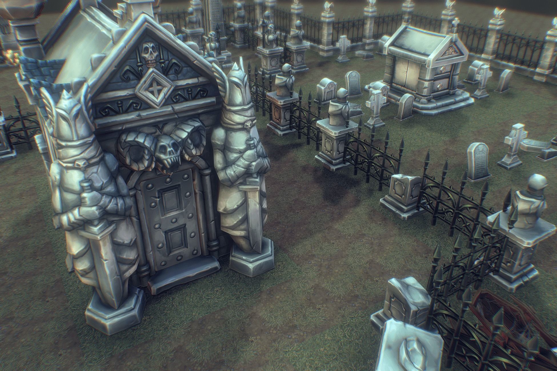 Cemetery Starter Set - Low Poly Hand Painted Low-poly 3D model_2