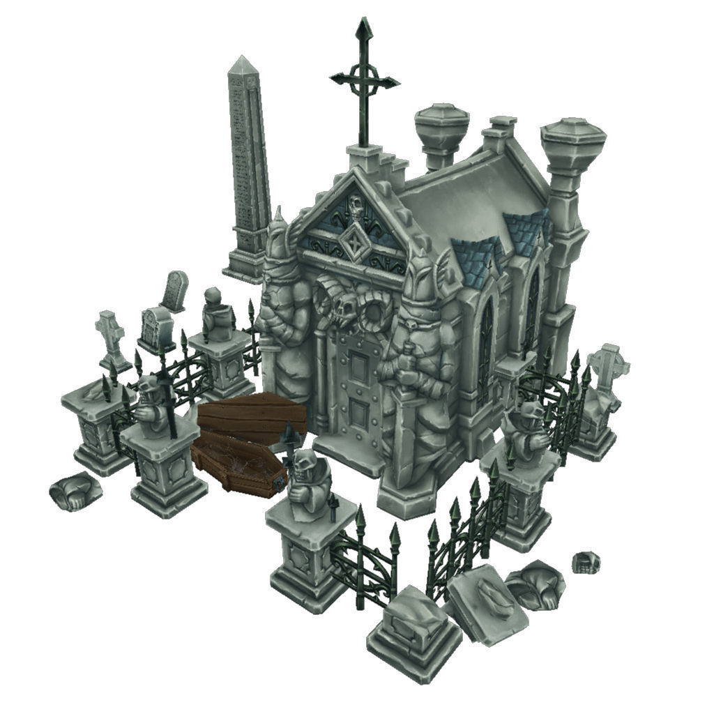 Cemetery Starter Set - Low Poly Hand Painted Low-poly 3D model_6