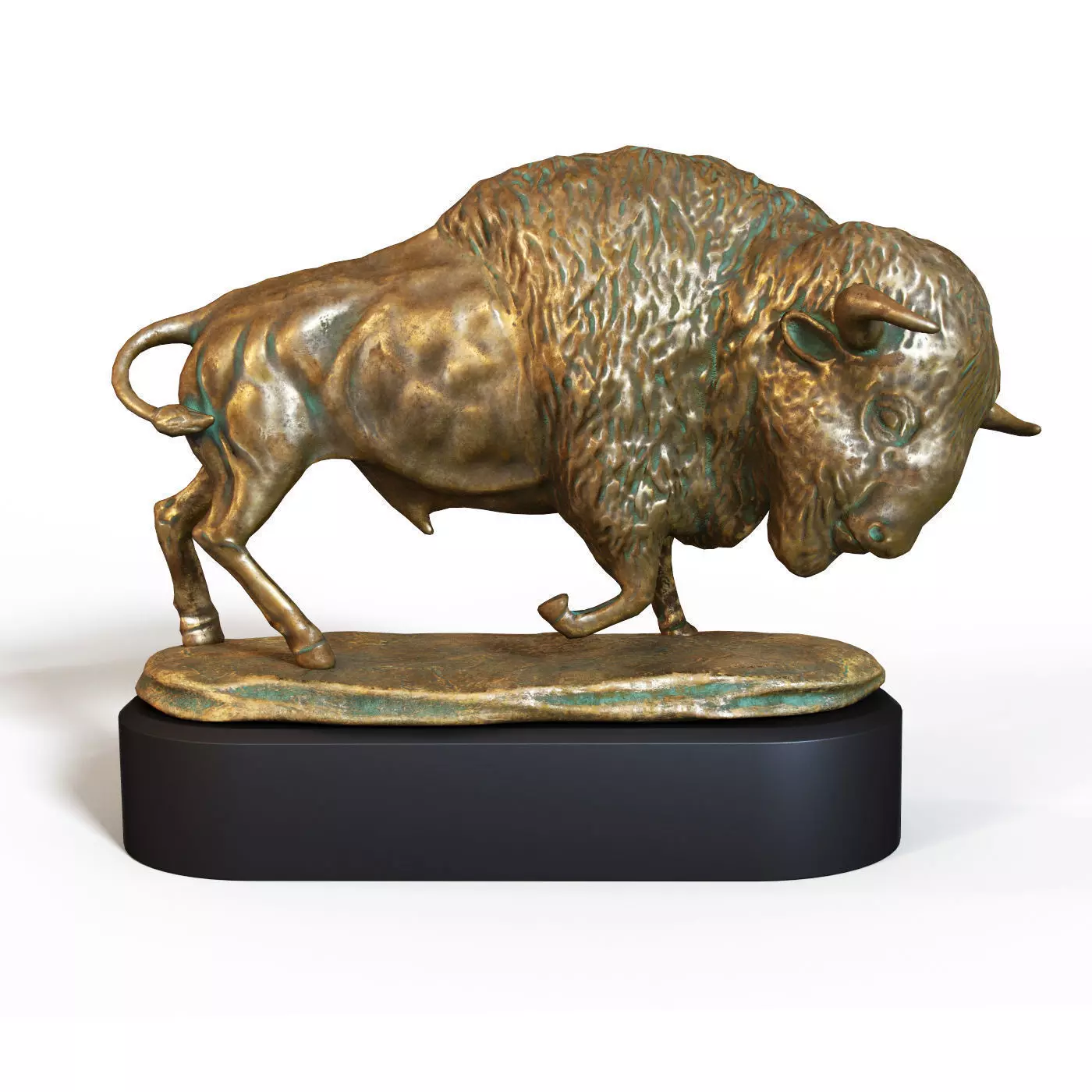 Bison bronze Low-poly 3D model_0