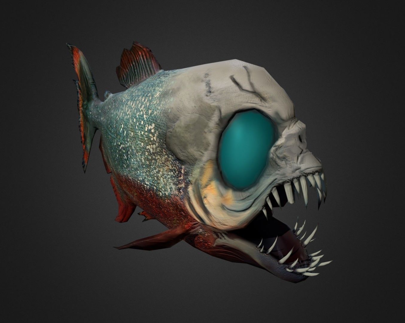 Scary Fish Low-poly 3D model_1