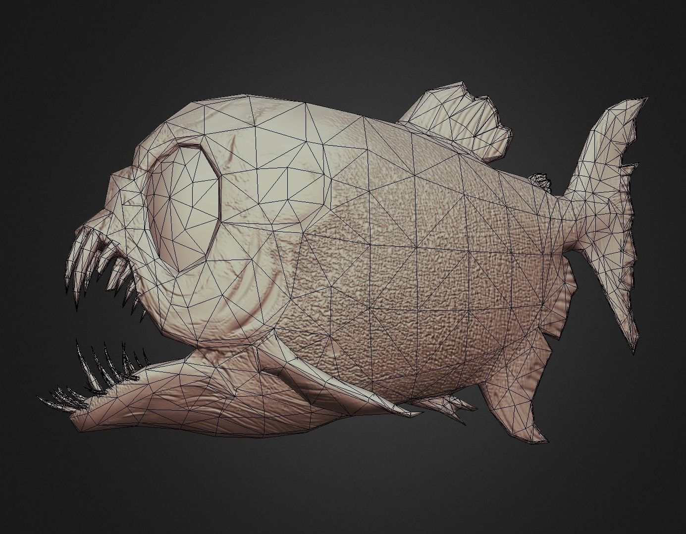 Scary Fish Low-poly 3D model_4