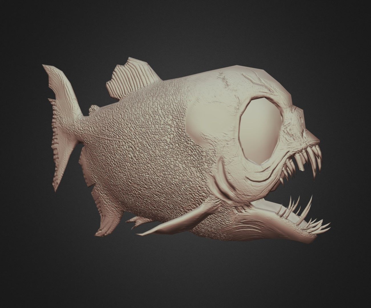 Scary Fish Low-poly 3D model_2