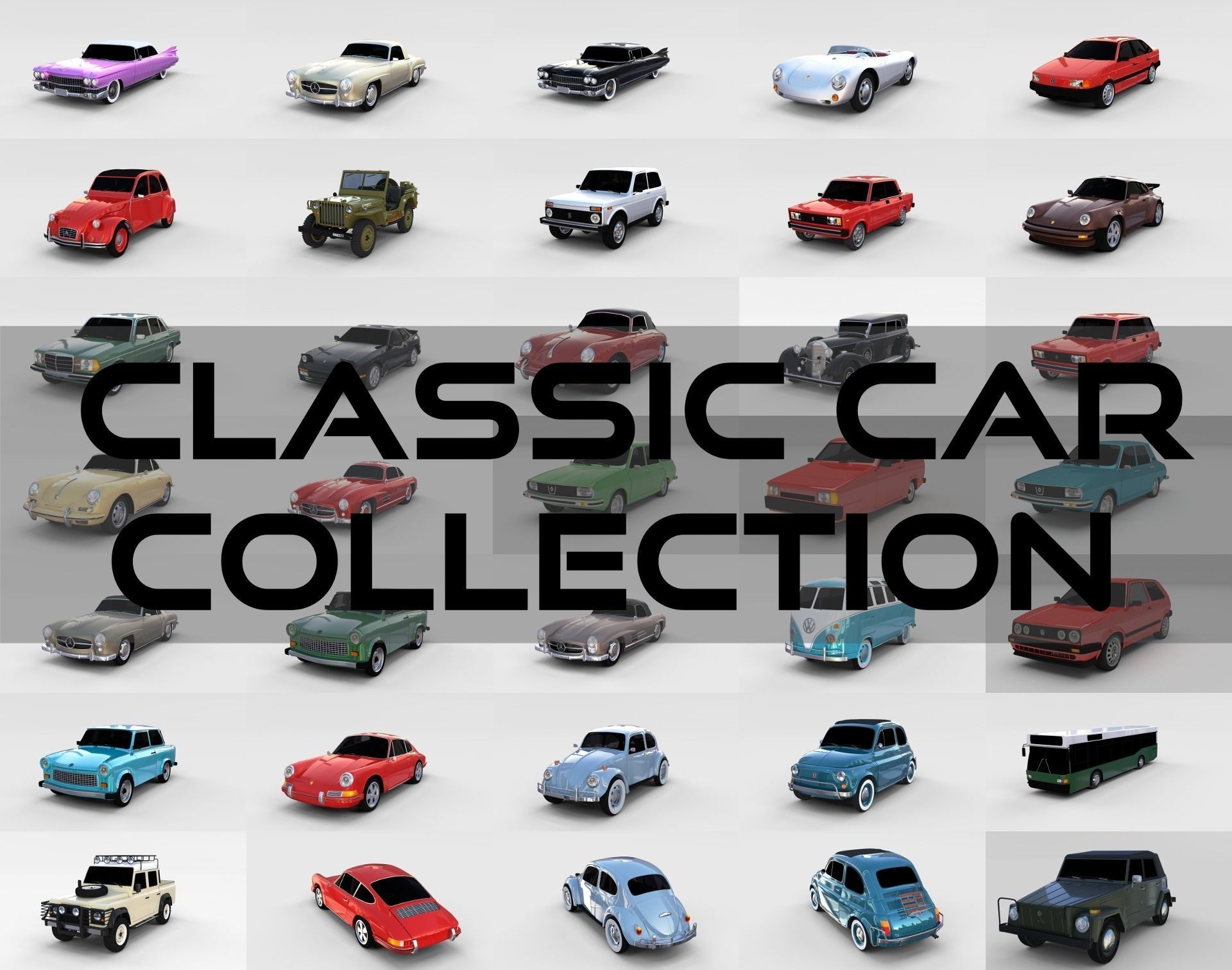 32 Classic Car Collection 3D model_0