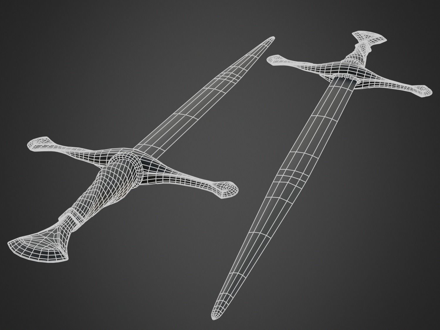 Medieval Long Sword Low-poly 3D model_9