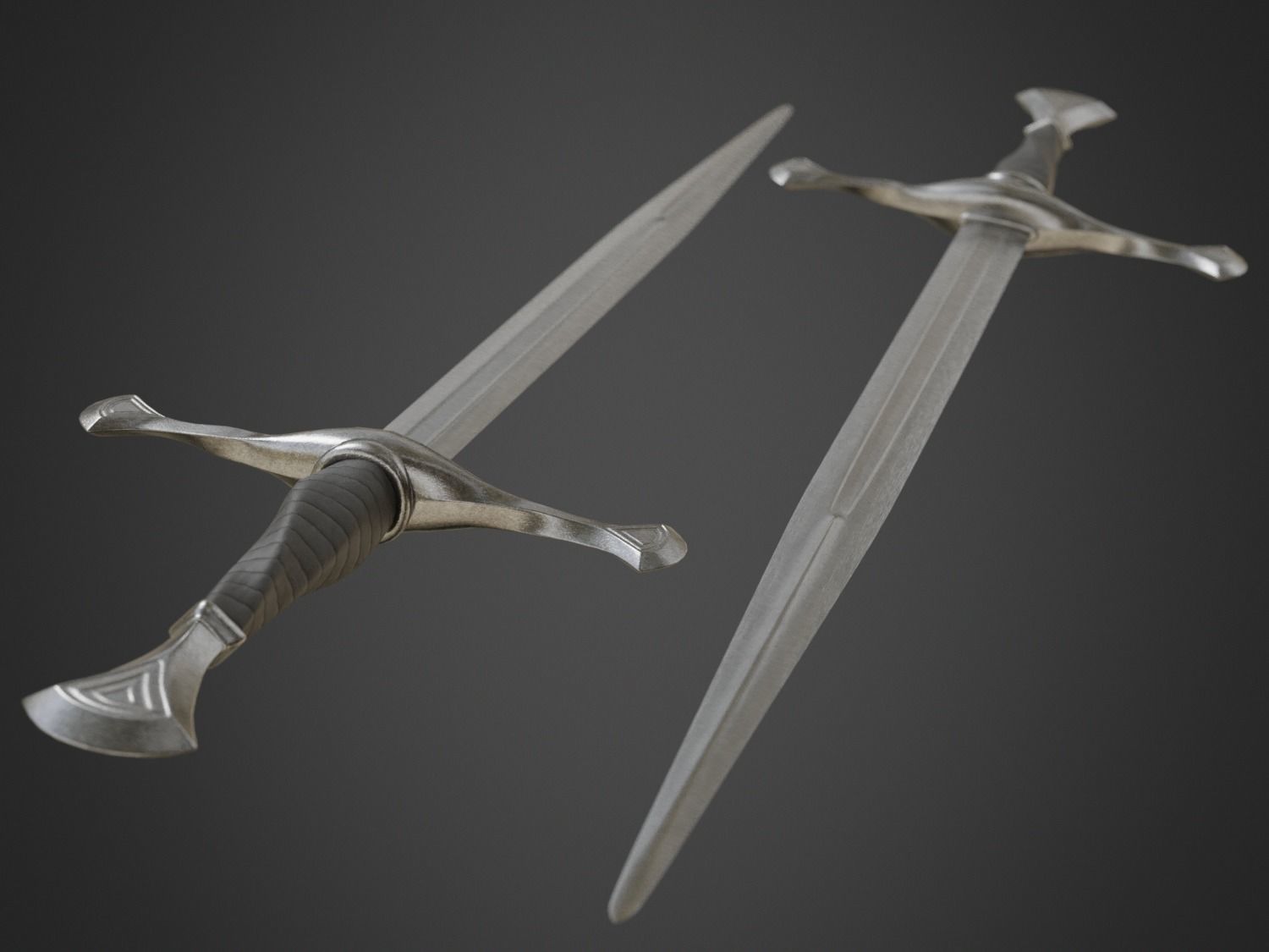 Medieval Long Sword Low-poly 3D model_8